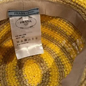 Prada | Accessories | Prada Yellow And Tan Crochet Bucket  display picture 1